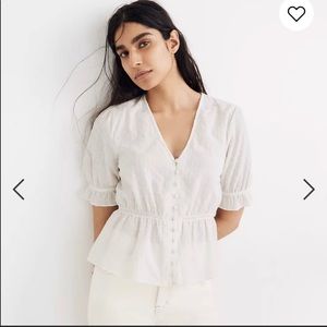 madewell white summer blouse